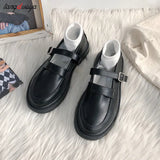 Lolita Mary Jane Shoes Women Cute Kawaii Chunky Platform Flats Fashion Designer Buckle Strap Leather women's Loafers