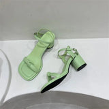 Heel Sandal for Women Med Suit Female Beige Summer Shoes Cross-Shoes High-heeled Medium Black Block Girls 2023 Fashion