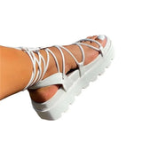 New Women's Gladiator Slippers Woman Platform Wedge Cross Tied Casual Shoe Summer Sexy Lady Ankle Wrap Lace Up Flat