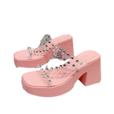 Bottom Water Drill High Heel Slippers Women 2025 Summer New Set Of Sandals Women Transparent With Thick Heel Wearing Cold