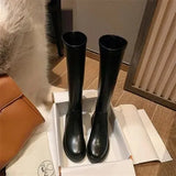 2021 New Winter Women Knee-High Riding Equestrian Boots Leather Platform Shoes Woman Long Boots Office Lady