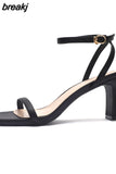 Sandals Shoes Woman Square High Heels Sexy Ankle Strap Sandal Office Ladies Career Casual Party Women Wedding