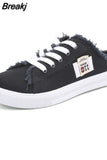 New Spring Summer Women Canvas Shoes flat sneakers women casual shoes low upper lace up white
