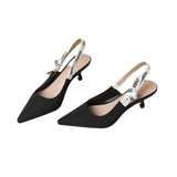 Breakj Wind Tip Temperament Black High Heels 2025 New Back Empty Fine Heel Fashion Single Shoes Light-Mouth Professional Women's