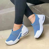 Casual Shoes Solid Color Knitted Mesh Air Cushion Sneakers Comfortable and Lightweight Outdoor Non-slip Running