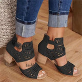 Hollow Out Sandals Mid Heel Summer Ladies Shoes Artificial Open Toe Casual Wedding Pumps Women Sandalias Casual