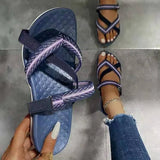 Slippers Summer Velcro Flat Sandals Women Closed Toe Women Arch Correction Slippers Casual Outdoor Flip Flops Plus Size