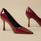 Breakj Summer New Red High-Heeled Women's Large Fashion Single Shoes Pointed Shallow Banquet Women's