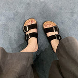 Size 35-40 Women Real Leather Slippers Summer 2023 Platform Shoes For Women Fashion Buckle Heels Sandals