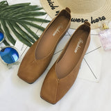 Spring New Korean Version Of Square Head Flat Single Shoes Female Harajuku Students Doudou Shoes Shallow Lazy