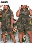 Size Women S-4XL 5XL Sexy Streetwear Camo Pockekts Zipper Sexy Jumpsuits Camouflage Printed Romper Playsuits Overalls