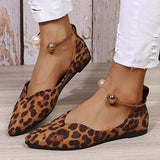 Tennis Female Fashion Women's Casual Single Shoes Breathable Slip-on Flat Round Toe Leopard Outdoor Loafers Peas