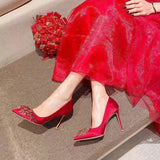 Spring and Autumn New Fashion Bridal Shoes Not Tired Feet Red Female Stiletto Pointed Toe Comfortable High