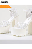 Heels Sandals For Women 2023 Summer Buckle Strap Thick Heels Sandals Simply Casual Comfort Walking Green Heels
