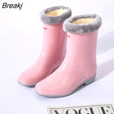 Rain Boots Women Platform Rubber Shoe Fashion Outdoor Slip on Rain Shoes Boots for Women Waterproof Work Botines