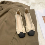 Wind Grandma Ladle Shoes Female 2024 Spring And Autumn New Soft Leather Soft Sole Super Soft Bean Shoes Lazy Shallow Mouth Flat Single