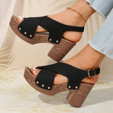 Breakj New Summer High-Heeled Waterproof Table Women's Shoes Large-Size Coarse Cross With Fashion Casual