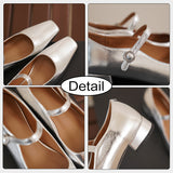 Size 32-42 Women Pumps Genuine Leather Chunky Heels Shoes For Women 2023 Buckle Strap Low Heel Sandalias Casual