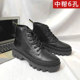 Winter New Black Thick Base Cloth Mid-Top Boots Men Fall British Trend Boots Hight-Top Korean Casual Men's Shoes