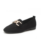 Breakj New Suede Fashion Metal Button Bean Shoes One Foot Pedal Lazy