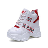 White Trendy Shoes Women High Top Sneakers Women Platform Ankle Boots Basket Femme Chaussures Femmes Height Increase
