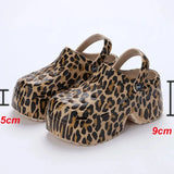 Fashion Colorful Chunky Platform Sandals Women 2024 Wedge Heels Clogs Slippers Woman Hollow Out Closed Toe Beach
