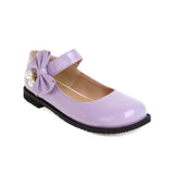 Fashion Pearl Bow Hook Loop Flat Heel Black Cosplay Lolita Mary Jane Shoes for Women Round Toe Ankle Strap Platform School