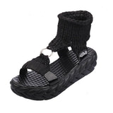 New Thick-Soled Casual Cake Women Sandals Korean Version Of The Toe Roman Comfortable Wool Round Buckle Women's