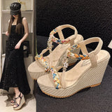 Breakj Sandals Women 2025 Summer Korean Edition New Slope Hedley Diamond Fish Mouth