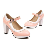 10 Colors Large Size Women Strap Pumps Patent Leather Platform Spike High Heels Round Toe Party Wedding Shoes Bridal