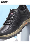 Hiking Shoes for Men New Casual Outdoor Hiking Shoes Winter Fleece Warm Men's Cotton Shoes Loafers Retro Leather