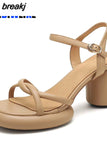 8cm Sandals Women Luxury Brand Summer New Style Chunky Heel Sandals Sexy Heels Women's Shoes Sandals For Women White