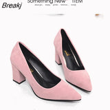 Heel Women Pointed Toe Pumps Fashion Gray High Heels Flock Leather Black Party Shoes Plus Big size zapatillas