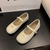Breakj Temperament Mary Jane Shoes Women 2025 Autumn New Retro Buckle Single Shoes Flat Sole Round Leather