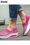 sneakers women shoes wedges increased thick platform shoes woman woven breathable casual sneakers