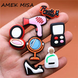 1pcs Cosmetics Shoe Charms Foundation Box Mirror Perfume Shoes Accessories Decoration Fit Croc Jibz Kids Gifts