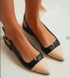 Woman Shoes Beige Heeled Sandals Round Toe Shallow Mouth Original Black Comfort Girls Closed Low Basic PU Neutral Back
