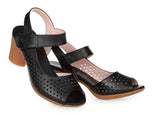 Breakj Sandals Women 2025 Summer New Leather Face Hollow Coarse Heel Cave Sandals Breathable External Wear Women's Shoes