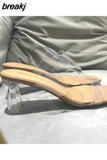 Women Pumps Sandals 9cm Jelly Slippers Sexy Open Square Toe High Heels Women Transparent Slippers Shoe Heel Clear