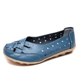Flat Shoes Casual Shoes Leather Rubber Lofers Ladies Non-slip Cut Out Breathable Summer Women's Moccasins Plus