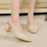 for Women 2023 Fashion High Heels Summer Pointed Toe Elastic Sandals Simple Shallow Cut Square High Heels Zapatos De
