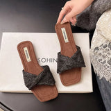 Breakj Spring And Summer New French Small Fragrant Woven Hollow Slippers Women Fashion Wearing A Cold