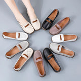 Breakj And Summer Large-Size Soft-Soled Mother Shoes Cow Skin Bean Shoes Women's Casual Shoes Flats Nurse Shoes Single Shoes Women's Working