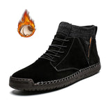 o'clock 2020 Quality Winter Men's Leather Boots Outdoor Comfortable Elastic Sock Male Shoes Casual High-Top Lace-up