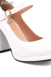 Heels Mary Jeans Pumps 2023 Summer Fashion Ankle Buckle round Toe Women Pumps Elegant Comfy Walking Pumps Plus Size