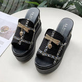 Slippers Platform Shoes Woman 2023 Slipers Women Heeled Mules On A Wedge Luxury Slides New Soft Heels Summer