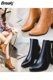 Women Ankle Boots Fashion PU leather Boots High heel 8cm Ladies shoes Side Zipper Short Boots for Women Shoes Drop
