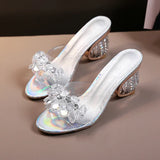 New PVC Jelly Sandals Women Crystal Peep Toe High Heels shoes Crystal Transparent Heel Sandals Slippers Pumps Women