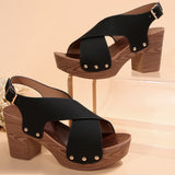 Breakj New Summer High-Heeled Waterproof Table Women's Shoes Large-Size Coarse Cross With Fashion Casual