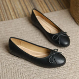 Big Size Bowtie flat shoes woman round toe crystal glitter slip on loafers soft bottom bow ballet flats ladies OL
